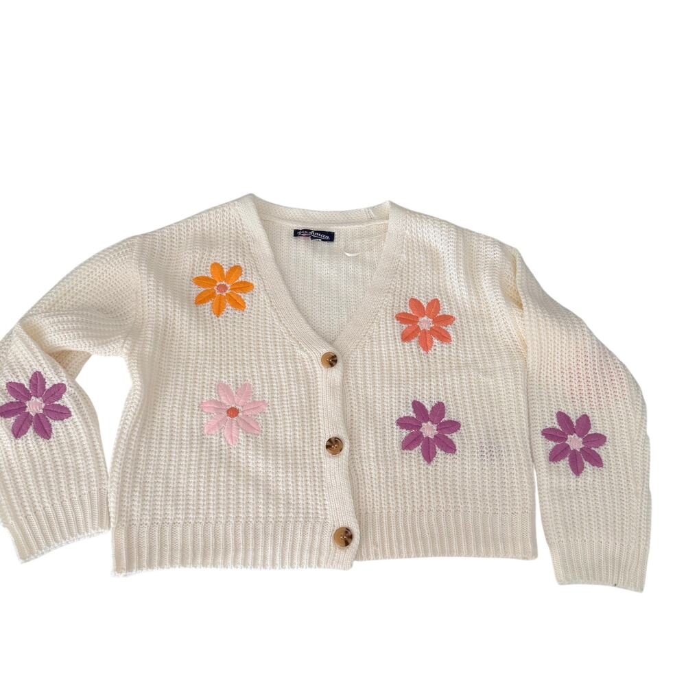 Freshman Kids' Cozy Floral Embroidered Cardigan Sweater M (8/10) - Picture 2 of 5
